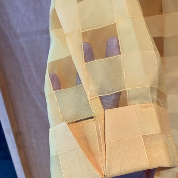Ashro Duster Blouse sheer contrast gridded pockets button down Top Yellow size M - Picture 3 of 12